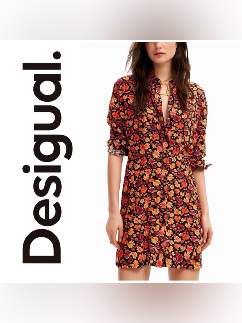 Desigual. Short Floral Shirt Dress